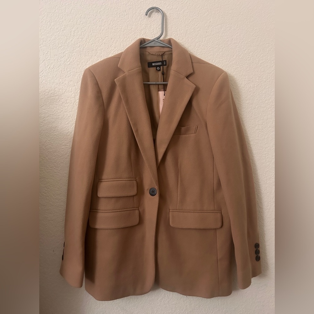 Missguided Camel Boyfriend Blazer Jacket New With Tag Size 4